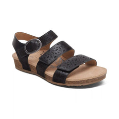 Lilly Adjustable Quarter Strap Sandal - Black Cutout