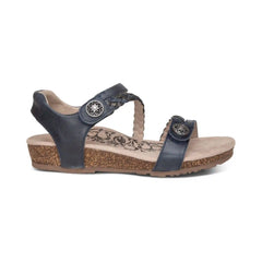 Jillian Braided Quarter Strap Sandal - Navy