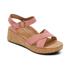 Flora Adjustable Quarter Strap Wedge  - Antique Rose