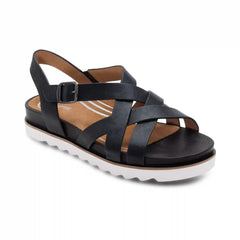 Carmen Cross Band Adjustable Sandal - Black