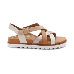 Carmen Cross Band Adjustable Sandal - Champagne Multi