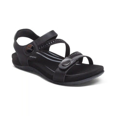 Jess Adjustable Quarter Strap Sandal - Black Sparkle
