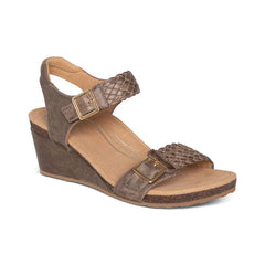 Grace Adjustable Woven Wedge - Taupe