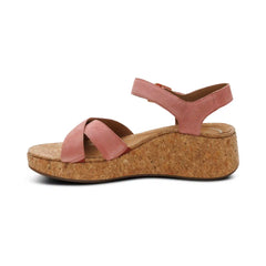 Flora Adjustable Quarter Strap Wedge  - Antique Rose