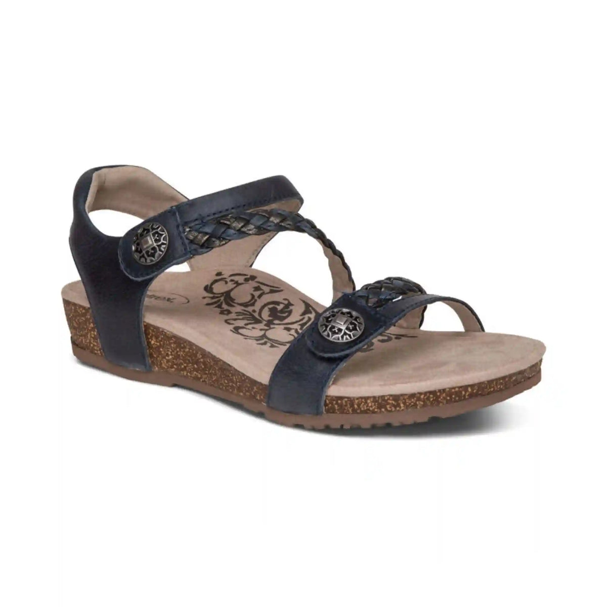 Jillian Braided Quarter Strap Sandal - Navy