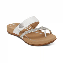 Izzy Adjustable Slide Sandal - White Sparkle