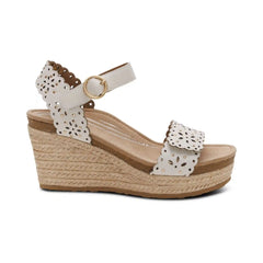 Sydney Quarter Strap Espadrille Wedge - Ivory Cutout