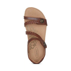 Jillian Braided Quarter Strap Sandal - Walnut