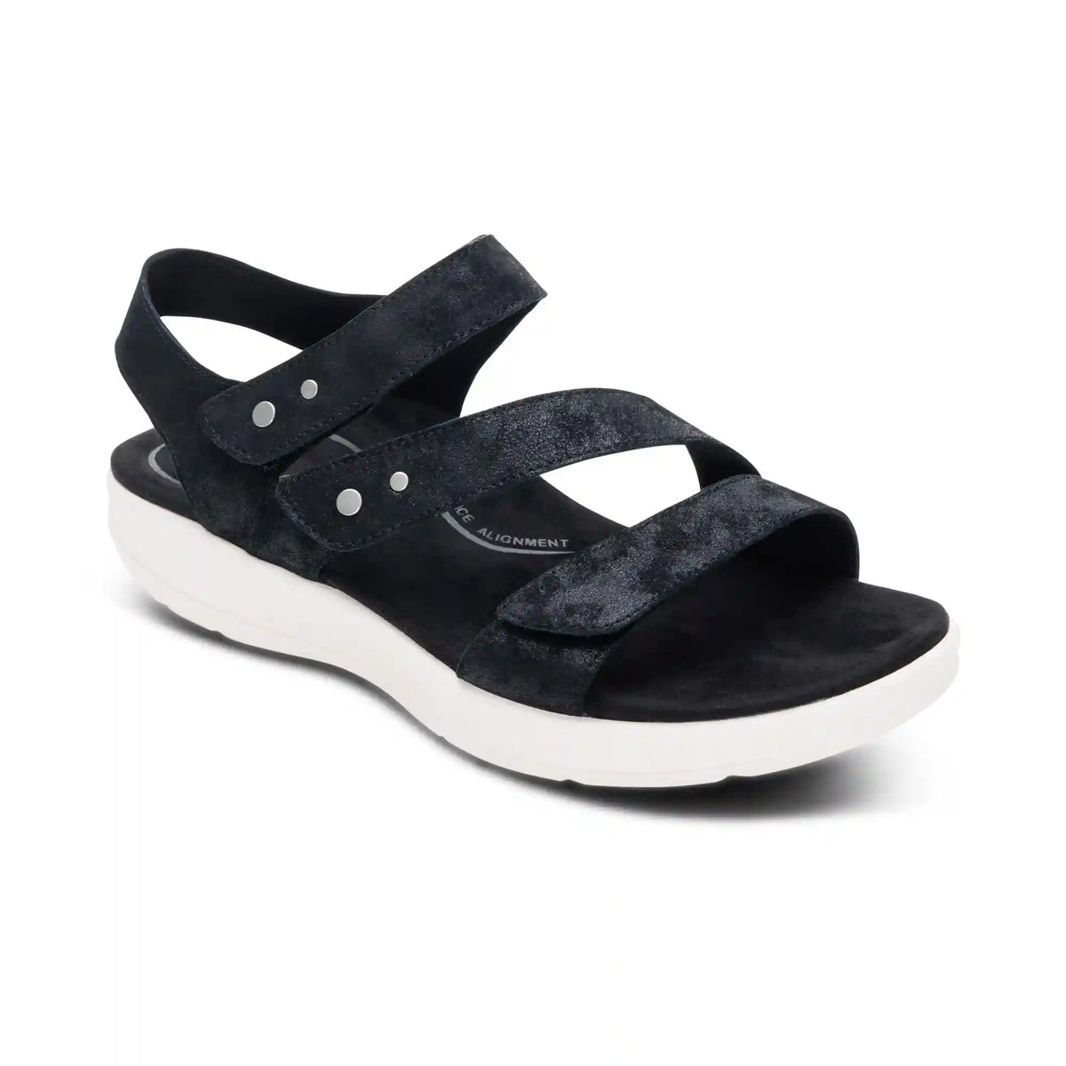 Savannah Adjustable Quarter Strap Sandal - Black