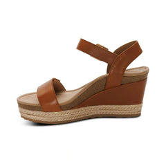 Sydney Quarter Strap Espadrille Wedge - Cognac