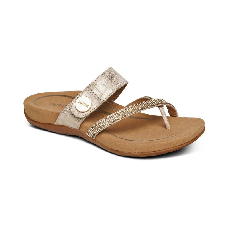 Izzy Adjustable Slide Sandal - Gold