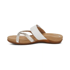 Izzy Adjustable Slide Sandal - White Sparkle