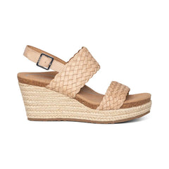 Summer Woven Quarter Strap Wedge - Bone
