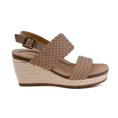 Summer Woven Quarter Strap Wedge - Taupe