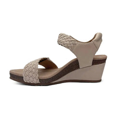 Grace Adjustable Woven Wedge - Bone