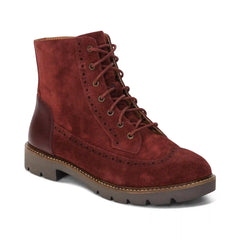 Margot Lace-Up Boot - Dark Red