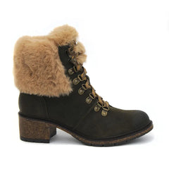 Brooklyn Fur Lace-Up Boot - Khaki