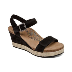 Sydney Quarter Strap Espadrille Wedge - Black