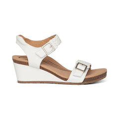 Grace Adjustable Woven Wedge - White