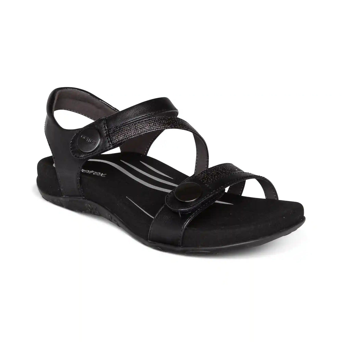 Jess Adjustable Quarter Strap Sandal - Black