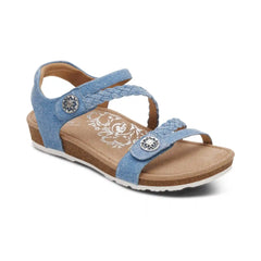 Jillian Braided Quarter Strap Sandal - Denim