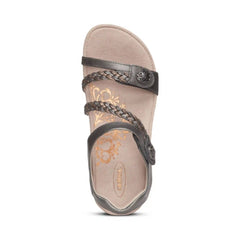 Jillian Braided Quarter Strap Sandal - Gunmetal