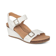 Grace Adjustable Woven Wedge - White