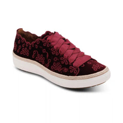Charlotte Lace-Up Sneaker - Burgundy Velvet