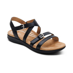Hadley Adjustable Quarter Strap Sandal - Black