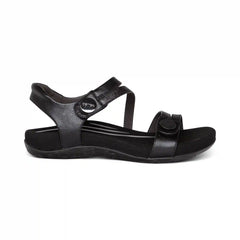 Jess Adjustable Quarter Strap Sandal - Black