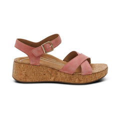 Flora Adjustable Quarter Strap Wedge  - Antique Rose