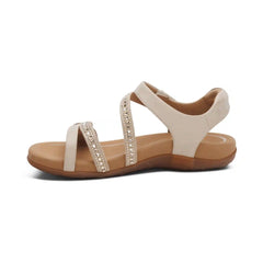 Jess Adjustable Quarter Strap Sandal - Champagne Sparkle