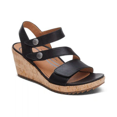 Madelyn Quarter Strap Wedge  - Black