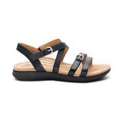 Hadley Adjustable Quarter Strap Sandal - Black