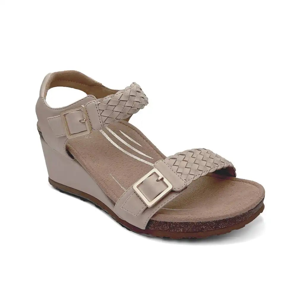 Grace Adjustable Woven Wedge - Bone