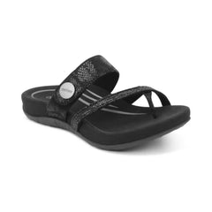 Izzy Adjustable Slide Sandal - Black Sparkle