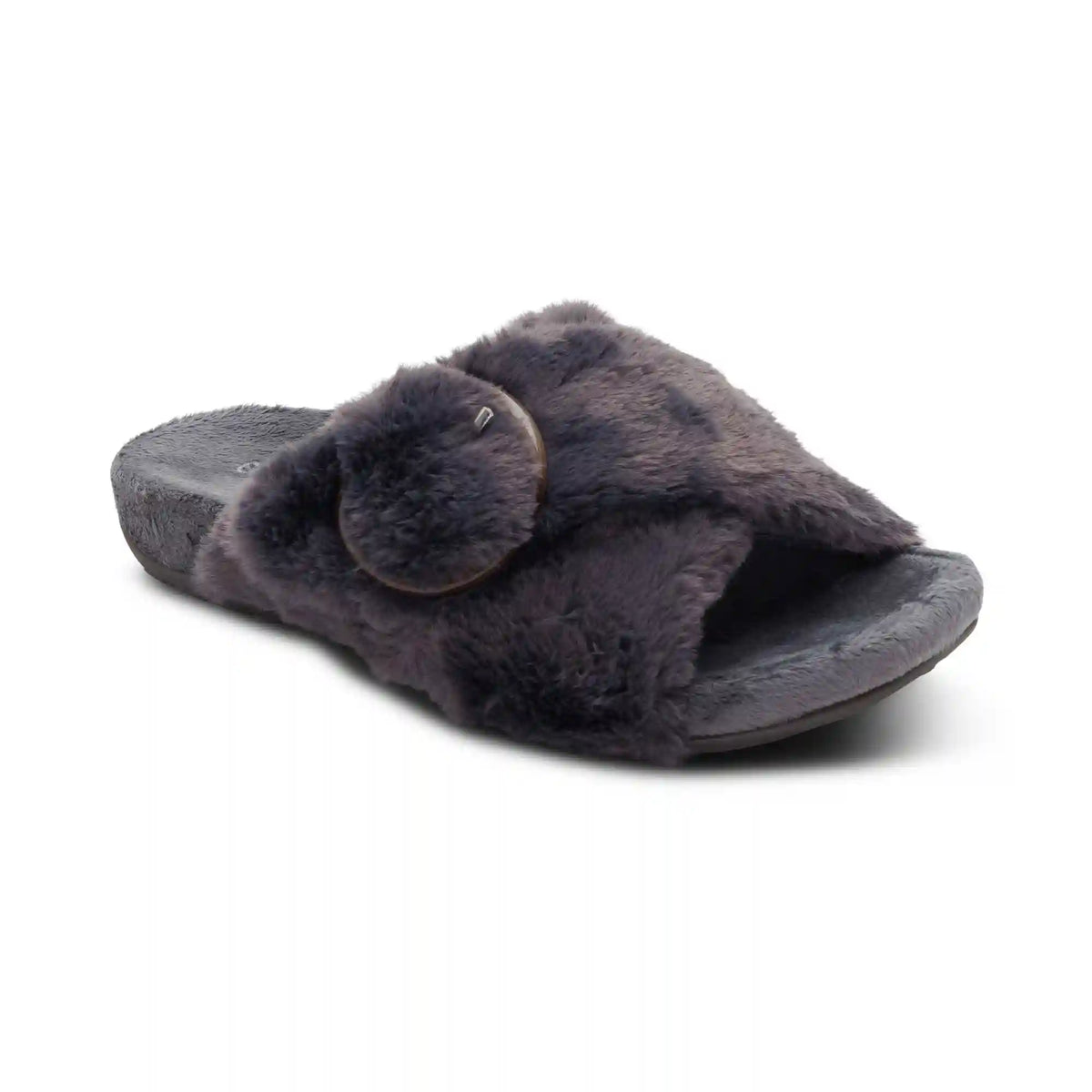 Macy Open-Toe Slipper - Charcoal