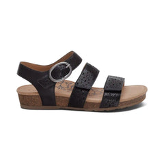 Lilly Adjustable Quarter Strap Sandal - Black Cutout