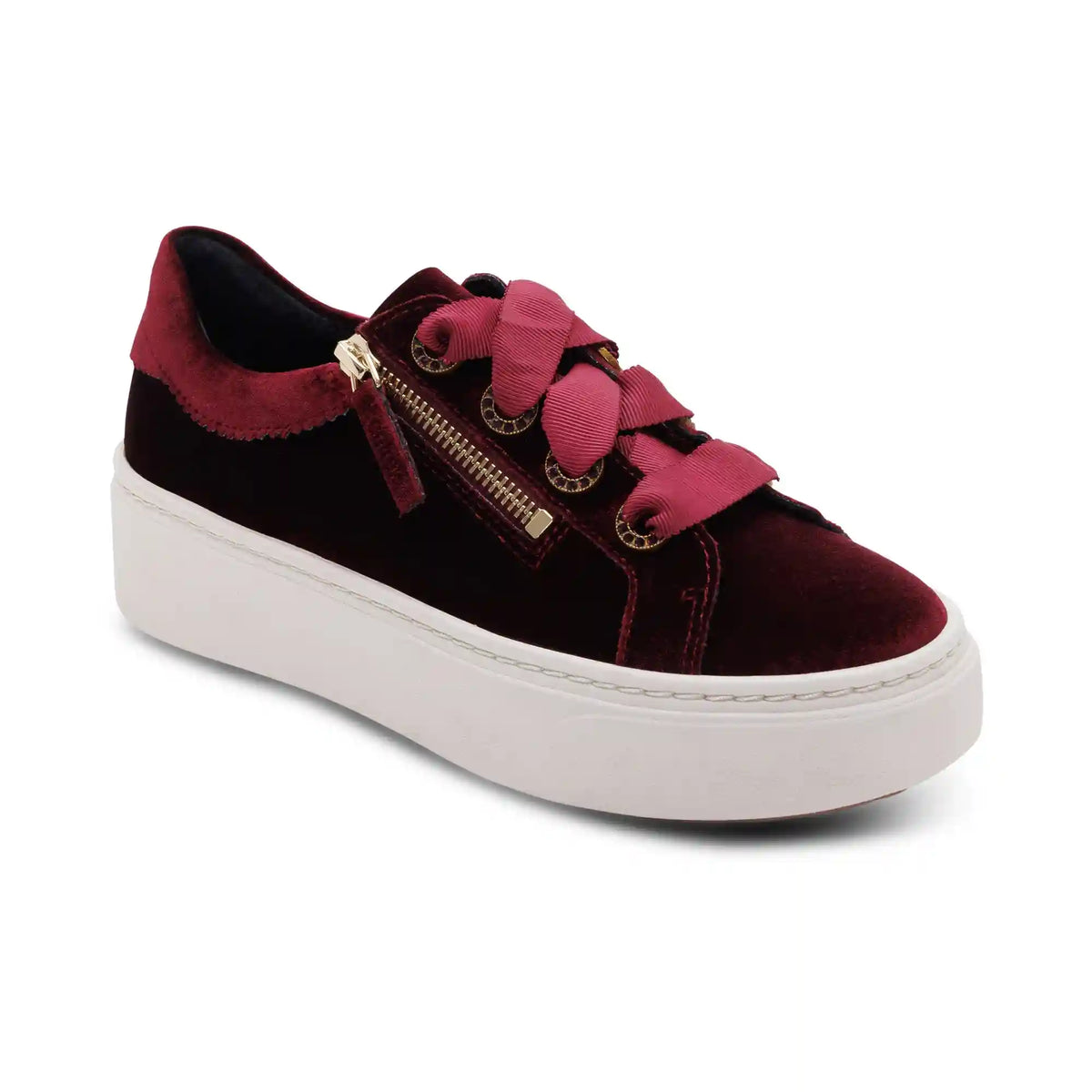 Aubrey Arch Support Platform Sneaker - Burgundy Velvet
