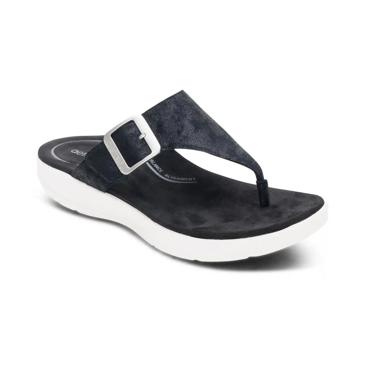 Donna Adjustable Thong Sandal - Black