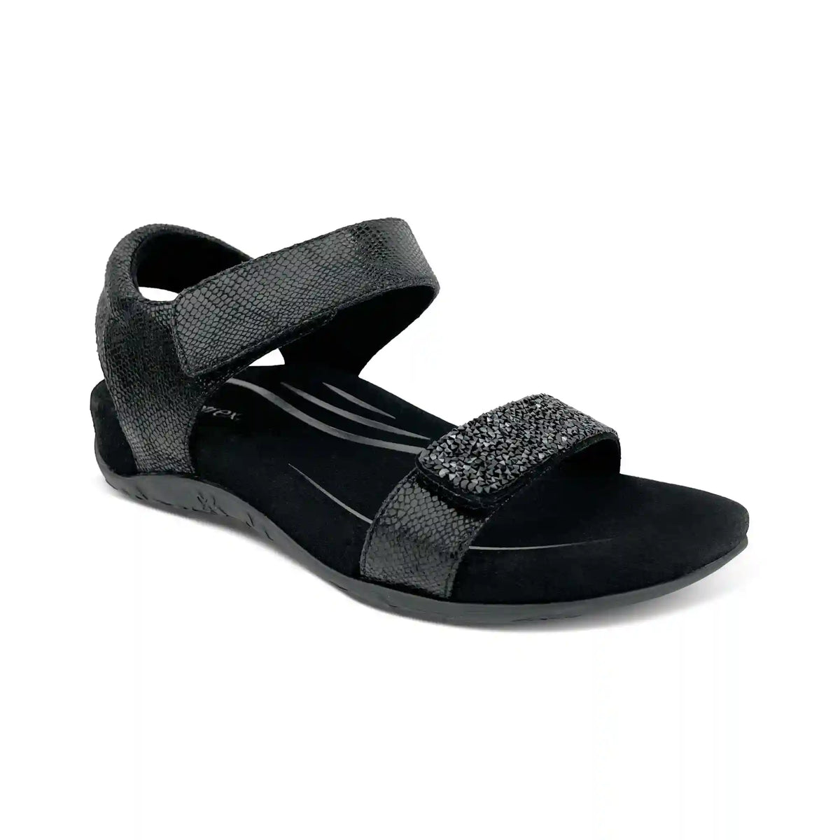 Maria Studded Quarter Strap - Jeweled Black