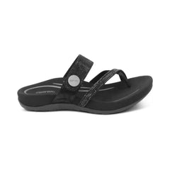 Izzy Adjustable Slide Sandal - Black Sparkle