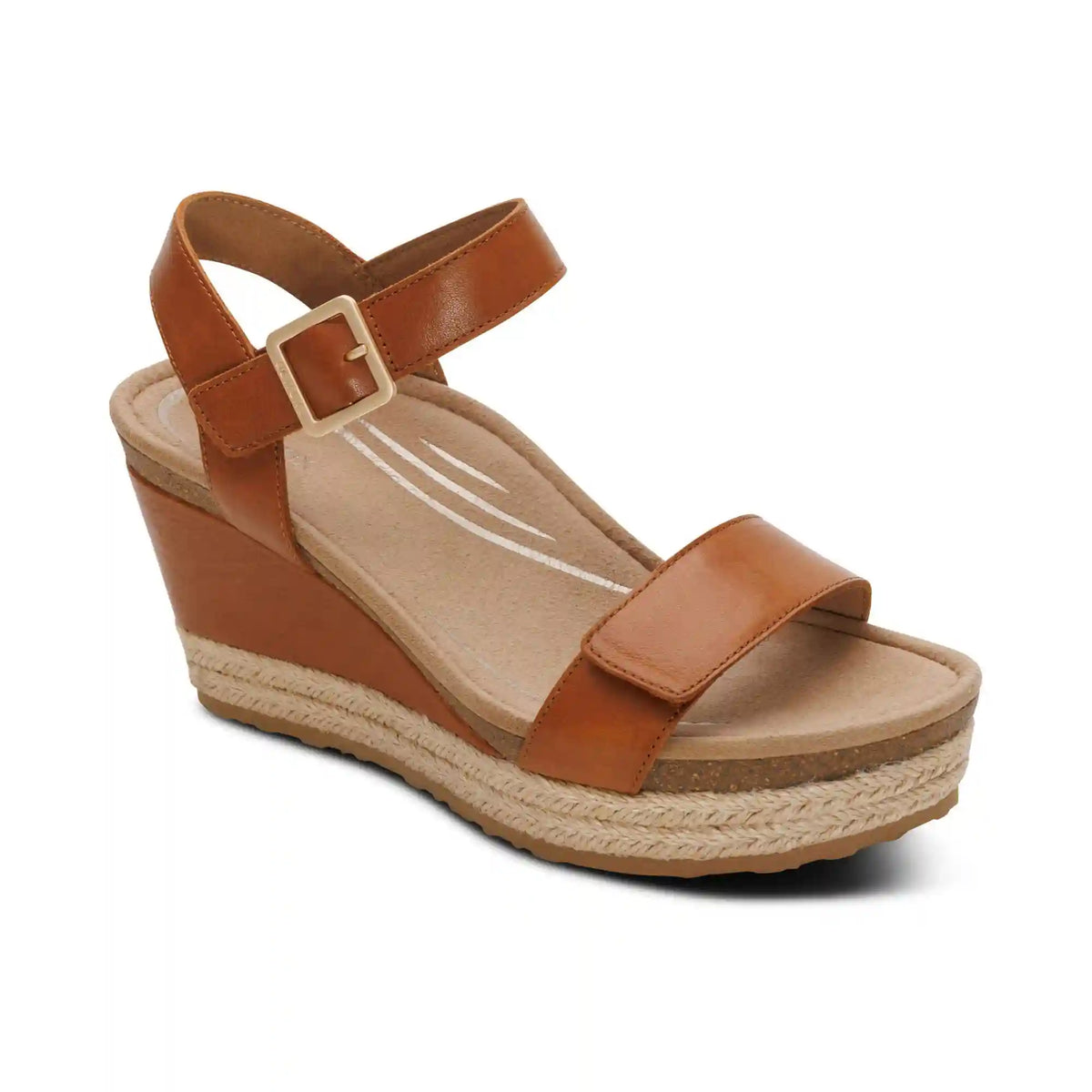 Sydney Quarter Strap Espadrille Wedge - Cognac