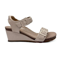 Grace Adjustable Woven Wedge - Bone
