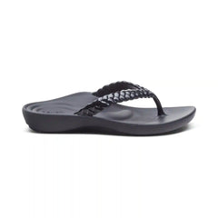 Vicki Braided Thong Sandal - Black Gloss