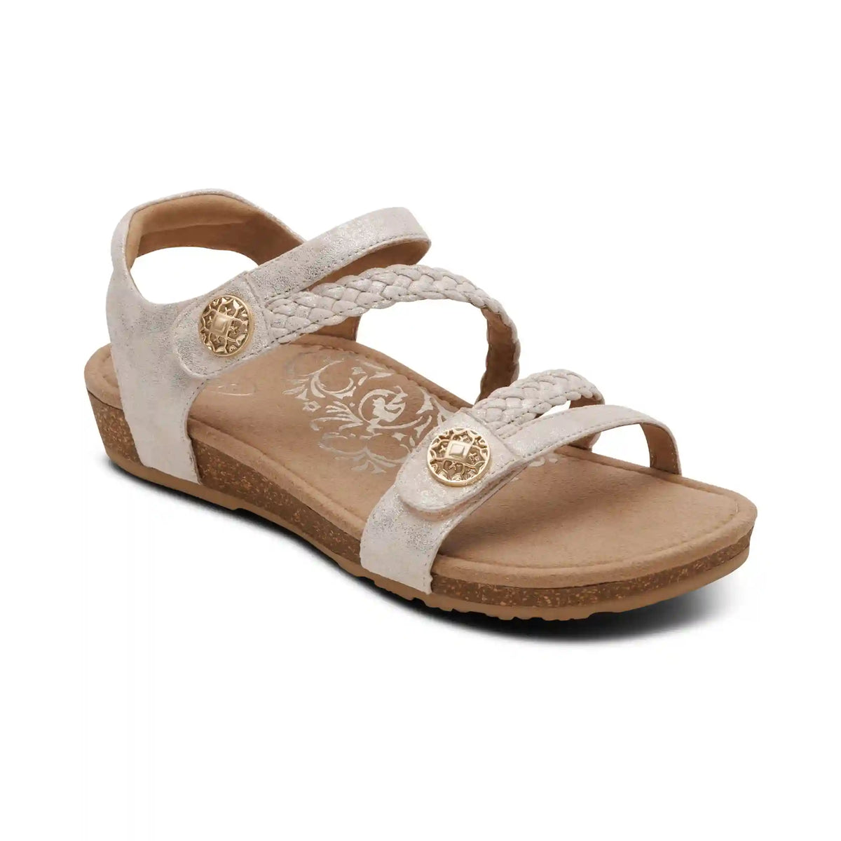 Jillian Braided Quarter Strap Sandal - Champagne