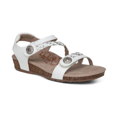 Jillian Braided Quarter Strap Sandal - White