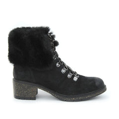 Brooklyn Fur Lace-Up Boot - Black