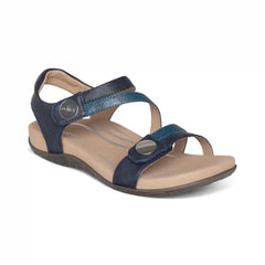 Jess Adjustable Quarter Strap Sandal - Navy