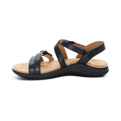 Hadley Adjustable Quarter Strap Sandal - Black